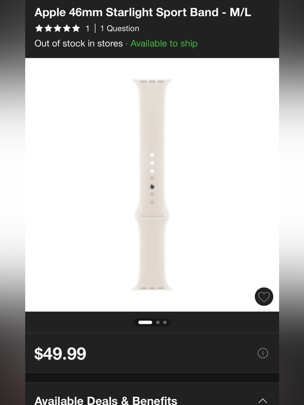 Apple Watch Sports Band - starlight 41mm - works with any Apple Watch